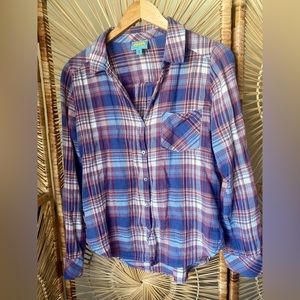 C&C California Plaid Cotton Button Up Shirt Size Small